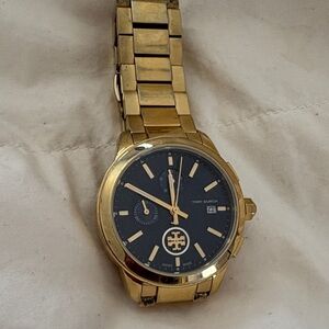 Tory Burch Gold Watch with Blue Face